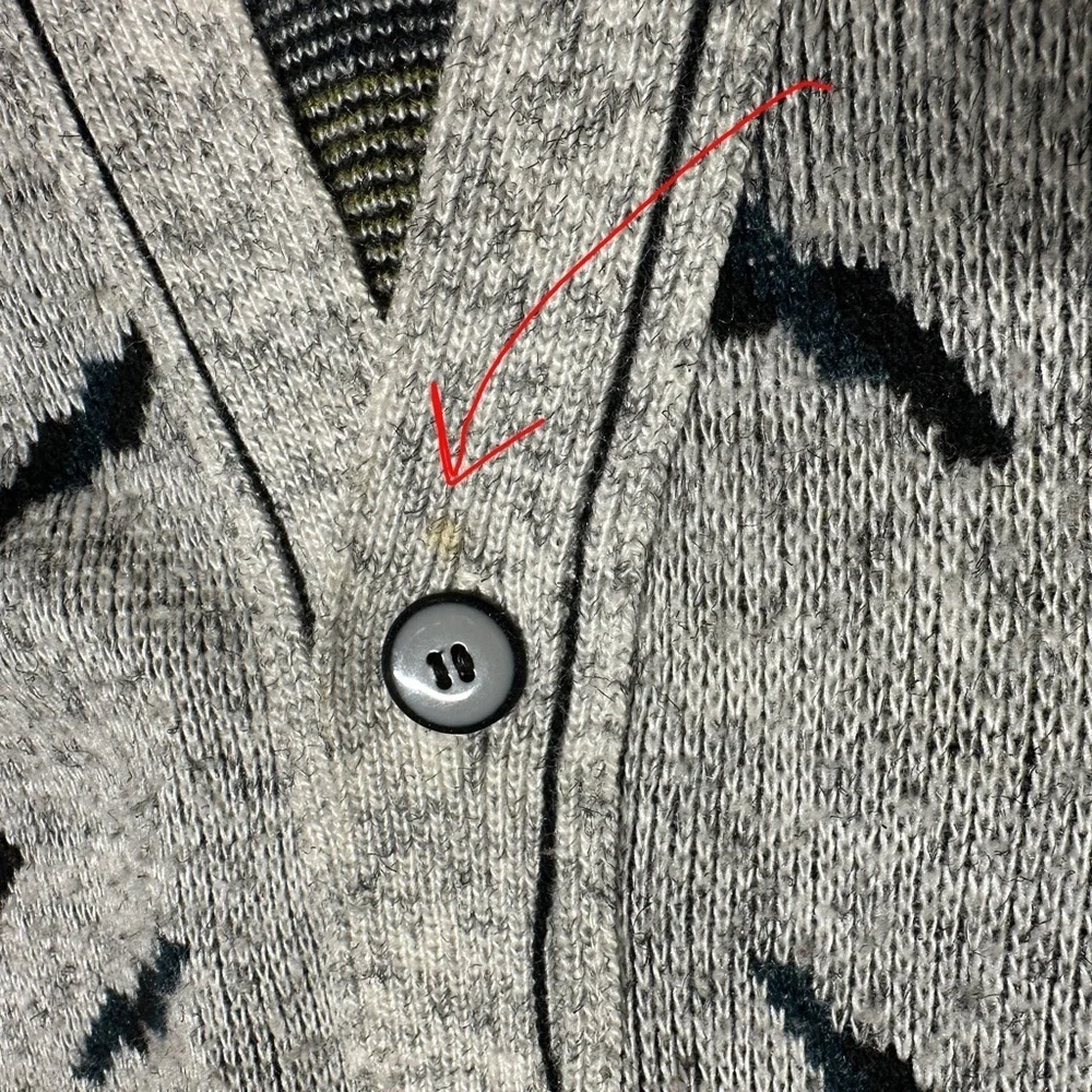 Vintage 90s Men’s Cardigan Sweater Geometric Abstract Gray XL*